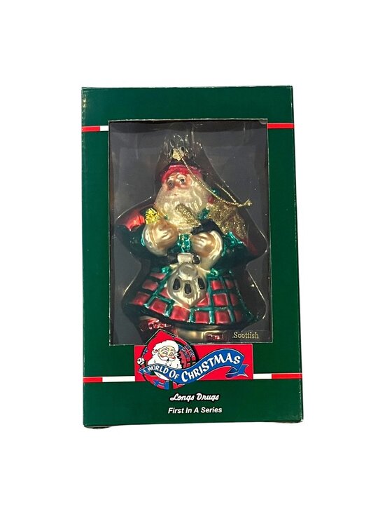 Kurt Adler Other - Kurt Adler World of Christmas Scottish Santa Glass Christmas Ornament Longs NEW